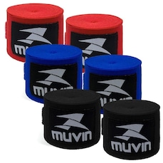 Kit de Artes Marciais: 3 Pares de Bandagem Elástica 5m Muvin + Atadura Protetora