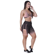Conjunto Orbis Fitness com Bermuda Tiras Degrade + Top Bojo Decotado - Feminino