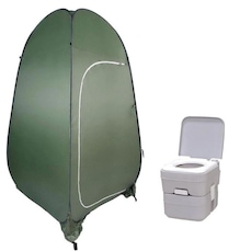 Kit Banheiro Portátil para Camping Pelegrin Mini Tenda PEL-1.90M e Vaso Sanitário PEL-VP20 - 20 Litros