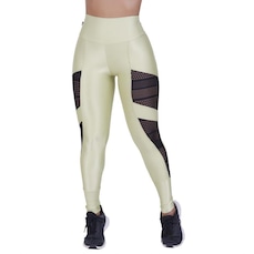 Calça Legging Orbis Fitness Recortes Modeladora Compressão Detalhes em Tela - Feminina