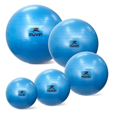 Kit de Bolas de Pilates Muvin Antiestouro com Bomba - 45cm, 55cm, 65cm, 75cm e 85cm