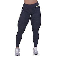 Calça Legging Orbis Fitness Recorte Lateral com Bolso Detalhe Neon - Feminina