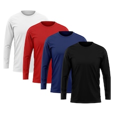 Kit de Camiseta Manga Longa Rony Versátil Térmica Segunda Pele Proteção Solar Uv 50+ - 4 Unidades - Masculina