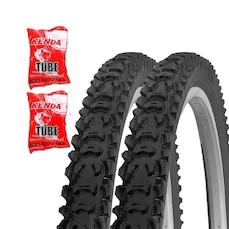 Kit de 1 Par de Pneus MTB Kenda Cravo K 816 Aro 26x2.10 + 2 Câmaras Bico Grosso