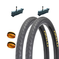 Kit de 1 Par de Pneus Pirelli 700x32 Phantom 29 + 2 Câmaras Bico Grosso + 2 Fitas Anti Furo