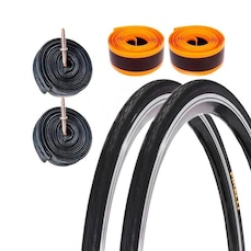 Kit de 1 Par de Pneus Pirelli Tornado Alfa 700x25 + 2 Câmaras Bico Fino + 2 Fitas Anti Furo