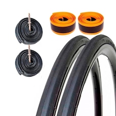 Kit de 1 Par de Pneus Pirelli Corsa Pro Kevlar 700x23 + 2 Câmaras Bico Fino Kenda + 2 Fitas Anti Furo