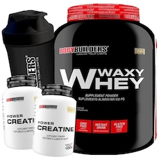 Kit Bodybuilders: Waxy Whey - Chocolate - 2kg + 2x Power Creatina 100g + Coqueteleira