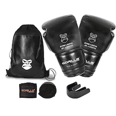 Kit de Boxe com Luvas de Boxe 12 Oz + Bandagem Muay Thai + Protetor Bucal + Mochila Gorilla For Fight