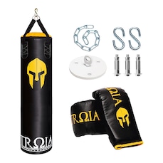 Kit de Luta Troia: Saco de Pancada Profissional + Luvas + Suporte - 160cm