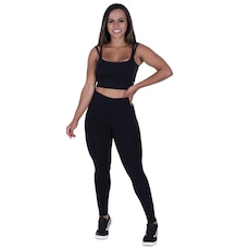 Conjunto Orbis Fitness: Calça Legging Bolso Lateral + Top Fitness Camiseta Tiras - Feminino
