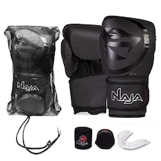 Kit de Boxe Naja: Bandagem + Protetor Bucal + Luvas de Boxe Black - 10 OZ - Adulto
