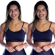 Kit Top Fitness Belmento Alcinha com Bojo Fitness Academia Esporte Lazer - 2 Unidades - Feminino