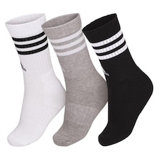 Kit de Meia adidas Adulto Cano Alto 3 Listras - 3 Pares
