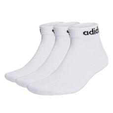 Meia Cano Baixo adidas Linear Ankle Cushioned - 3 Pares - Unissex