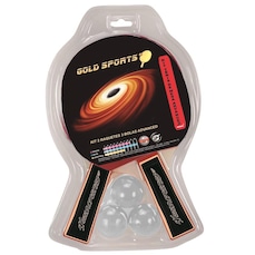 Kit Tênis de Mesa Gold Sports Advanced: 2 Raquetes + 3 Bolas