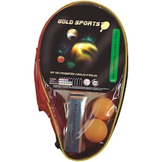 Kit Tênis de Mesa Gold Sports Star - 2 Raquetes e 2 Bolas e Bolsa para Carregar