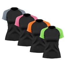 Kit Camisetas de Treino Whats Wear Raglan com Proteção Solar UV - 4 unidades - Feminina