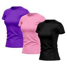 Kit de Camisas Térmica Adriben Dry Fit com Proteção Solar Academia - 3 Unidades - Feminina