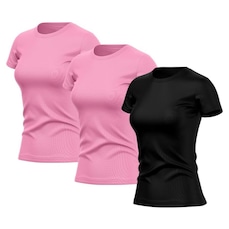 Kit de Camisas Térmica Adriben Dry Fit com Proteção Solar Academia - 3 Unidades - Feminina