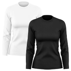 Kit de Camisas Térmica Adriben Dry Fit Manga Longa com Proteção Solar - 2 Unidades - Feminino