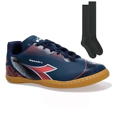 Chuteira Futsal Diadora Squadra + Par De Meião - Adulto