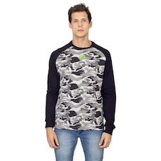 Camiseta HD Manga Longa Raglan Camuflada Preta - HD