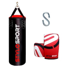 Kit Stylo Sport: Saco de Pancada 90 cm Profissional + Luva Bate Saco Infantil