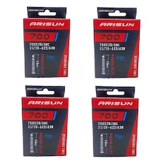 Kit 4X Câmaras de Ar 700 X 25/38 Bike Arisun Bico Fino 48 Mm