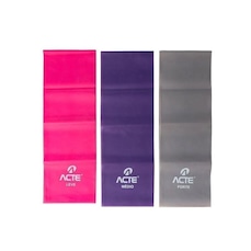 Kit de Faixa Elástica Acte Sports T13-R Latex Band - Tensões Leve, Média e Forte