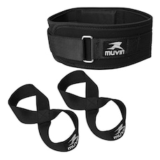 Kit Muvin: Cinturão de Musculação + Munhequeira Elástica Curta