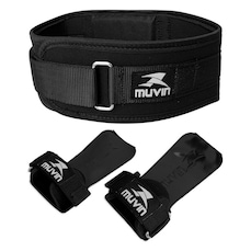 Kit Cinturão de Musculação e Luva Hand Grip Muvin Crosstraining