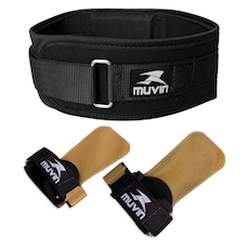 Kit Cinturão de Musculação e Luva Hand Grip Muvin Crosstraining