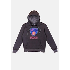 Blusão De Moletom Com Capuz NBA Neon Colors Nets Grafite - Masculino