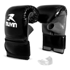 Kit de Lutas Muvin: Luvas Bate Saco Boxe + Protetor Bucal Neutro - Adulto