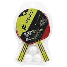 Kit de Tênis de Mesa Fort Pro: 2 Raquetes 1 Estrela + 3 Bolas