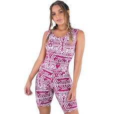 Macaquinho Fitness MVB Modas Curto Liso Suplex - Feminino