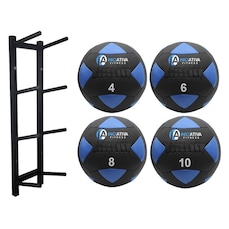 Kit Iniciativa Fitness: 1 Suporte para Wall Ball + 4 Wall Balls 4Kg, 6Kg, 8Kg e 10Kg