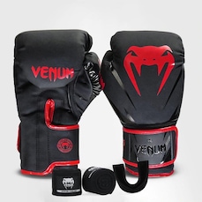 Kit Boxe Muay Thai Venum Luvas + 2m Bandagem + Bucal New Impact Evo
