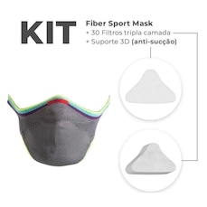 Kit Máscara Fiber: 1 Máscara + 30 Filtros + 1 Suporte Knit Sport Pride - Adulto