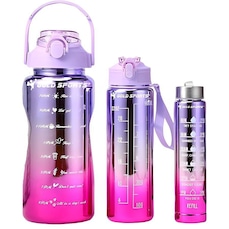 Kit de Garrafas Squeeze Gold Sports IIII Plástica Degrade Adesivos Bpa-Free 2 Lts, 800ml e 280ml - 3 unidades