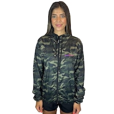 Jaqueta Corta Vento com Capuz Corrida Camuflada Wss Never Give Up! - Feminina