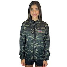 Jaqueta Corta Vento com Capuz Corrida Camuflada Wss Rotina - Feminina