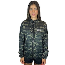 Jaqueta Corta Vento com Capuz Corrida Camuflada Wss Run Energia - Feminina
