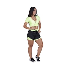 Conjunto Fitness Short Viscose Short Interno e Cropped Bojo - Feminino