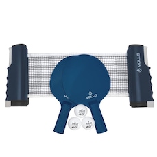 Kit de Tênis de Mesa Vollo 02 Raquetes 03 Bolinhas e Poste Retrátil