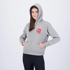 Blusa Moletom com Capuz Flamengo Freedom Feminina Mescla Cinza
