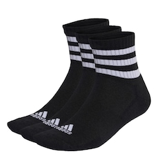 Kit Meias Cano Médio adidas Cushioned Três Listras Sportswear com 3 Pares - Adulto
