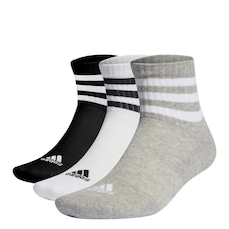 Kit Meias Cano Médio adidas Cushioned Três Listras Sportswear com 3 Pares - Adulto