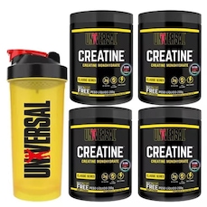 Combo 4X Creatina Universal 200G Universal Nutrition + Coqueteleira Universal